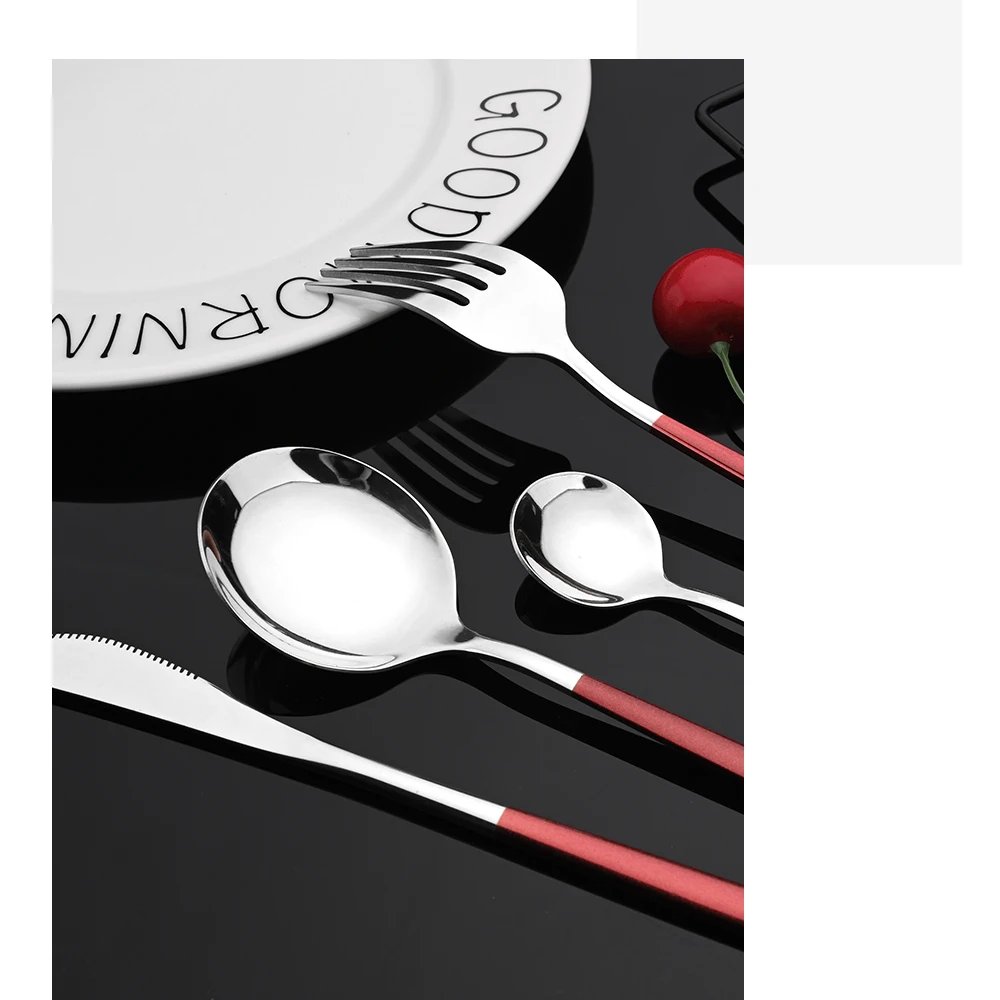 16Pcs Dinnerware Set Stainless Steel Tableware Mirror Dinner Black Cutlery Set Knife Fruit Fork Spoon Silverware Kitchen Set 16Pcs Dinnerware Set Stainless Steel Tableware Mirror Dinner Black Cutlery Set Knife Fruit Fork Spoon Silverware Kitchen Set