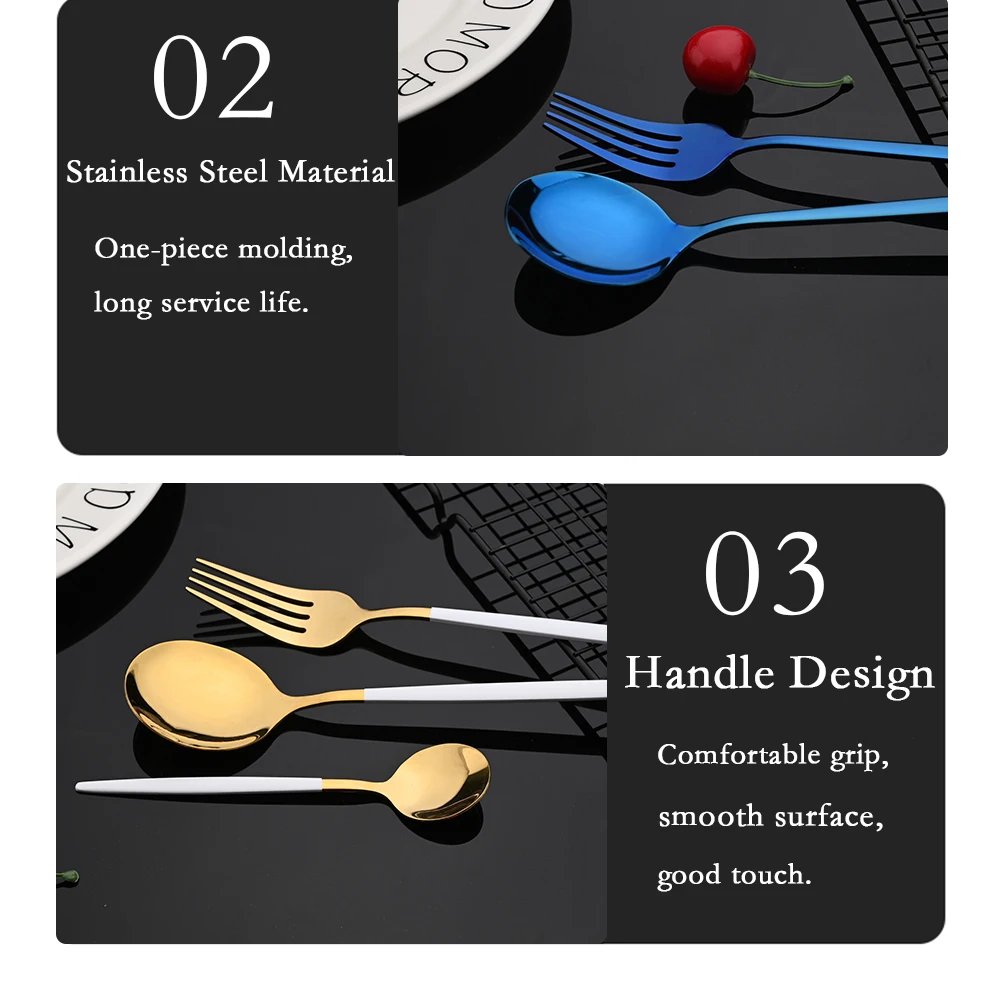 16Pcs Dinnerware Set Stainless Steel Tableware Mirror Dinner Black Cutlery Set Knife Fruit Fork Spoon Silverware Kitchen Set 16Pcs Dinnerware Set Stainless Steel Tableware Mirror Dinner Black Cutlery Set Knife Fruit Fork Spoon Silverware Kitchen Set