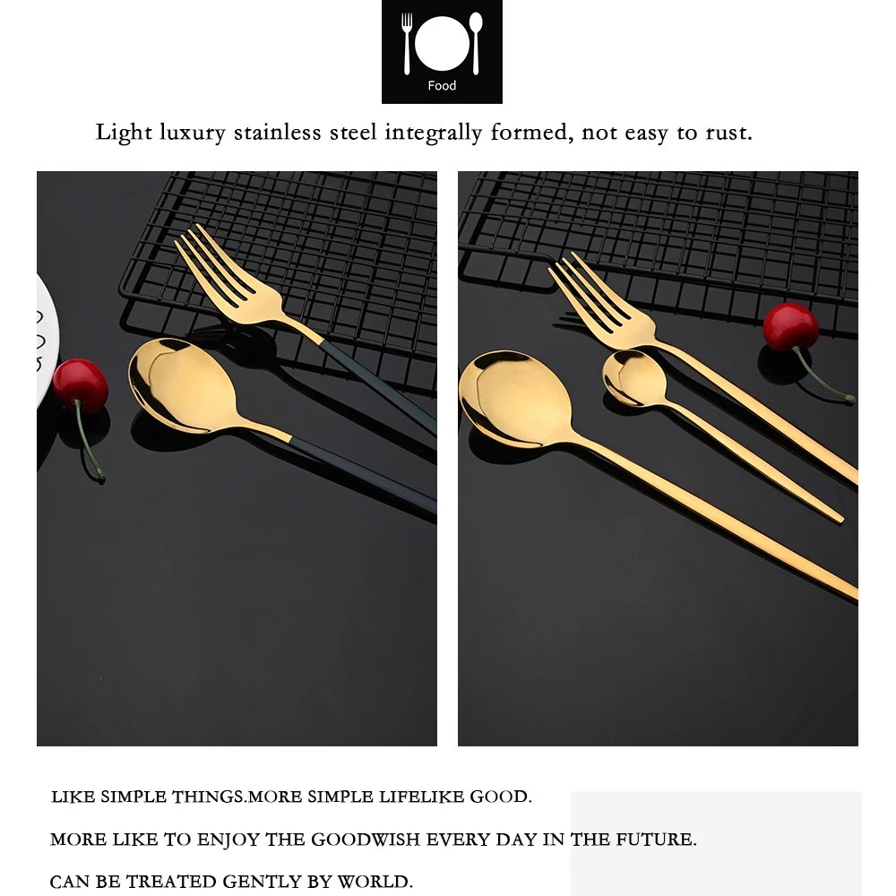 16Pcs Dinnerware Set Stainless Steel Tableware Mirror Dinner Black Cutlery Set Knife Fruit Fork Spoon Silverware Kitchen Set 16Pcs Dinnerware Set Stainless Steel Tableware Mirror Dinner Black Cutlery Set Knife Fruit Fork Spoon Silverware Kitchen Set