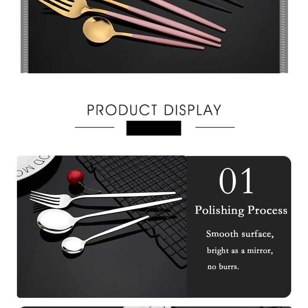 16Pcs Dinnerware Set Stainless Steel Tableware Mirror Dinner Black Cutlery Set Knife Fruit Fork Spoon Silverware Kitchen Set 16Pcs Dinnerware Set Stainless Steel Tableware Mirror Dinner Black Cutlery Set Knife Fruit Fork Spoon Silverware Kitchen Set
