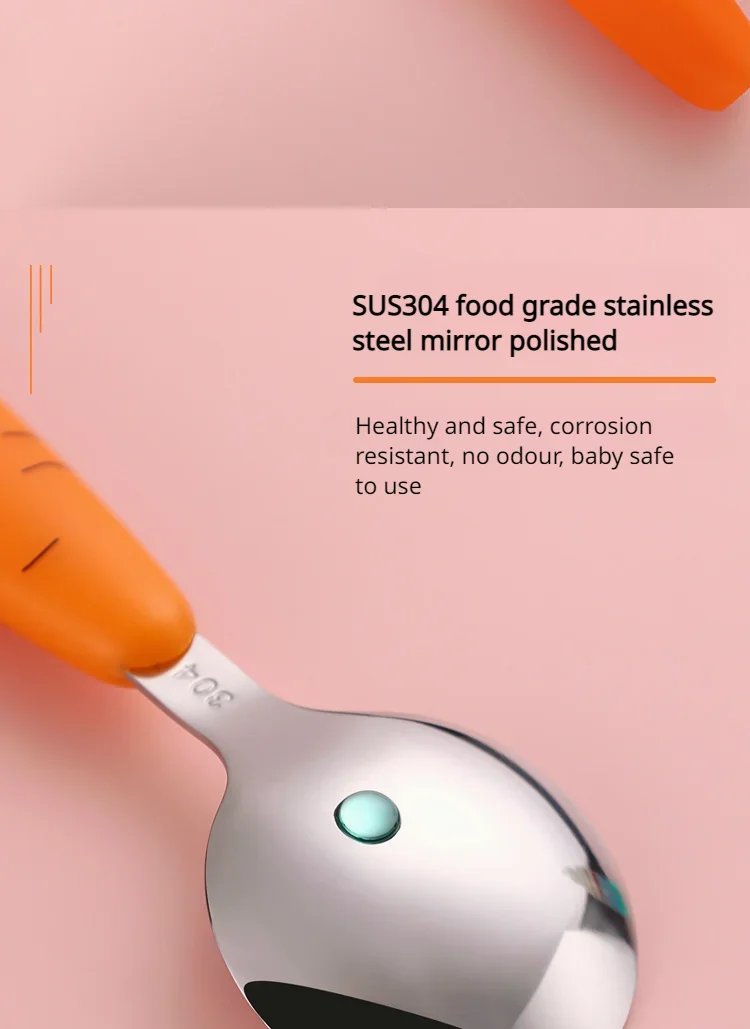 1PC/1set carrot set children's tableware stainless steel spoon and fork cutlery with box baby feeding kitchen tableware supplies 1PC/1set carrot set children's tableware stainless steel spoon and fork cutlery with box baby feeding kitchen tableware supplies