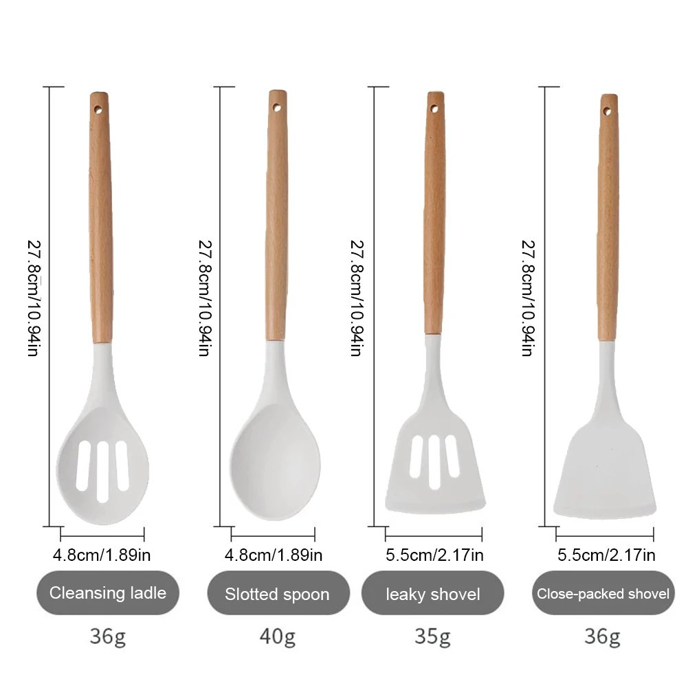 12Pcs Kitchen Utensil Set Cooking Tools Kit with Holder Heat-Resistant Cookware Spatula Spoon Brush Whisk for Home Kitchen
