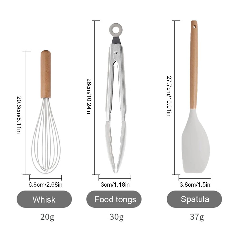 12Pcs Kitchen Utensil Set Cooking Tools Kit with Holder Heat-Resistant Cookware Spatula Spoon Brush Whisk for Home Kitchen
