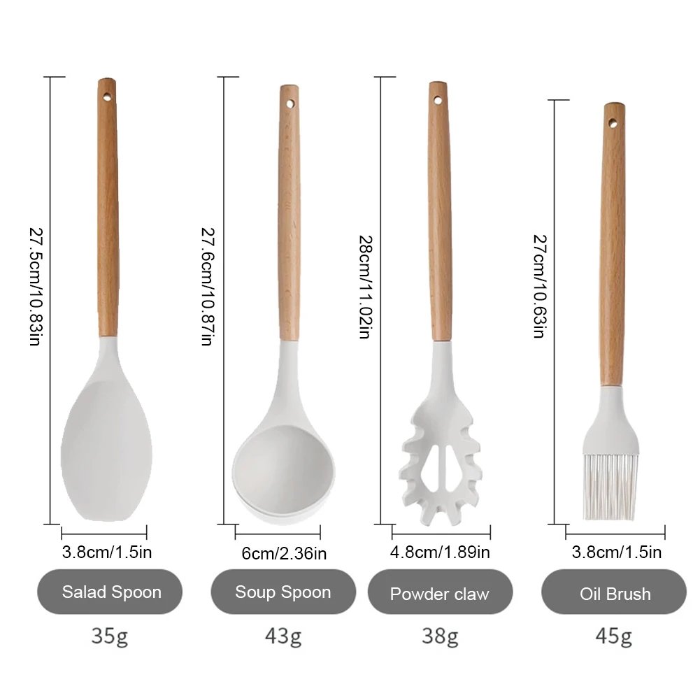12Pcs Kitchen Utensil Set Cooking Tools Kit with Holder Heat-Resistant Cookware Spatula Spoon Brush Whisk for Home Kitchen