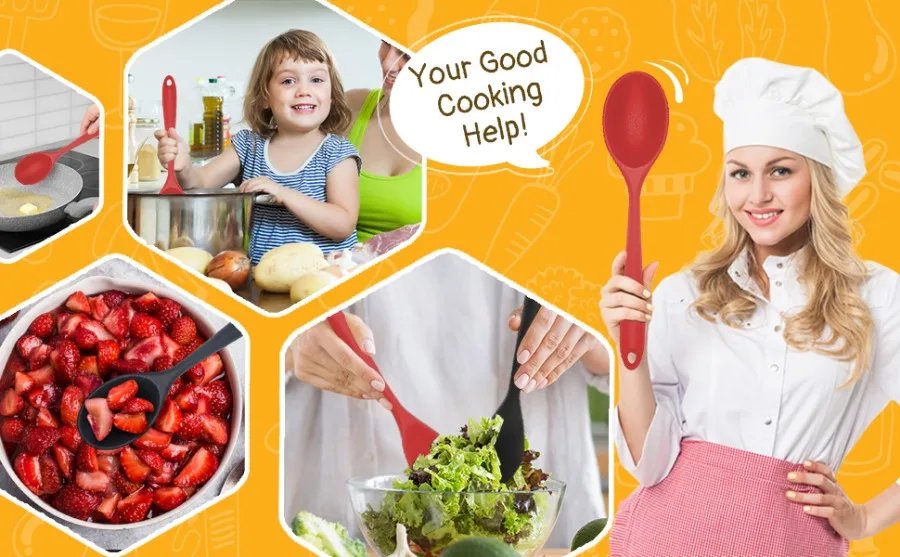 Food Grade Silicone Spoon Long-handled Kitchen Silicone Spoon Soup Spoon High Temperature Resistant for Cooking Mixing Spoons Food Grade Silicone Spoon Long-handled Kitchen Silicone Spoon Soup Spoon High Temperature Resistant for Cooking Mixing Spoons