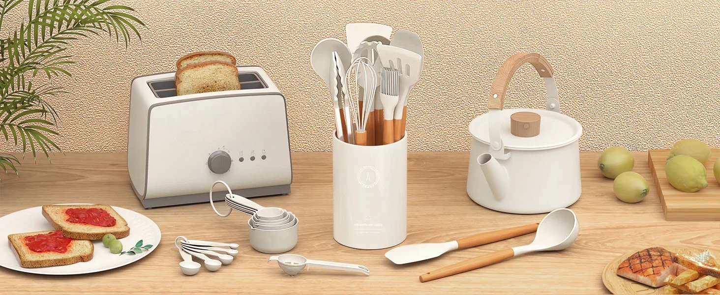 Kitchen Kit 12 Pieces Silicone Food Grade Utensils Cooking Sets Turner Spatula Measuring Spoon Practical Cookware Tool Kitchenwa