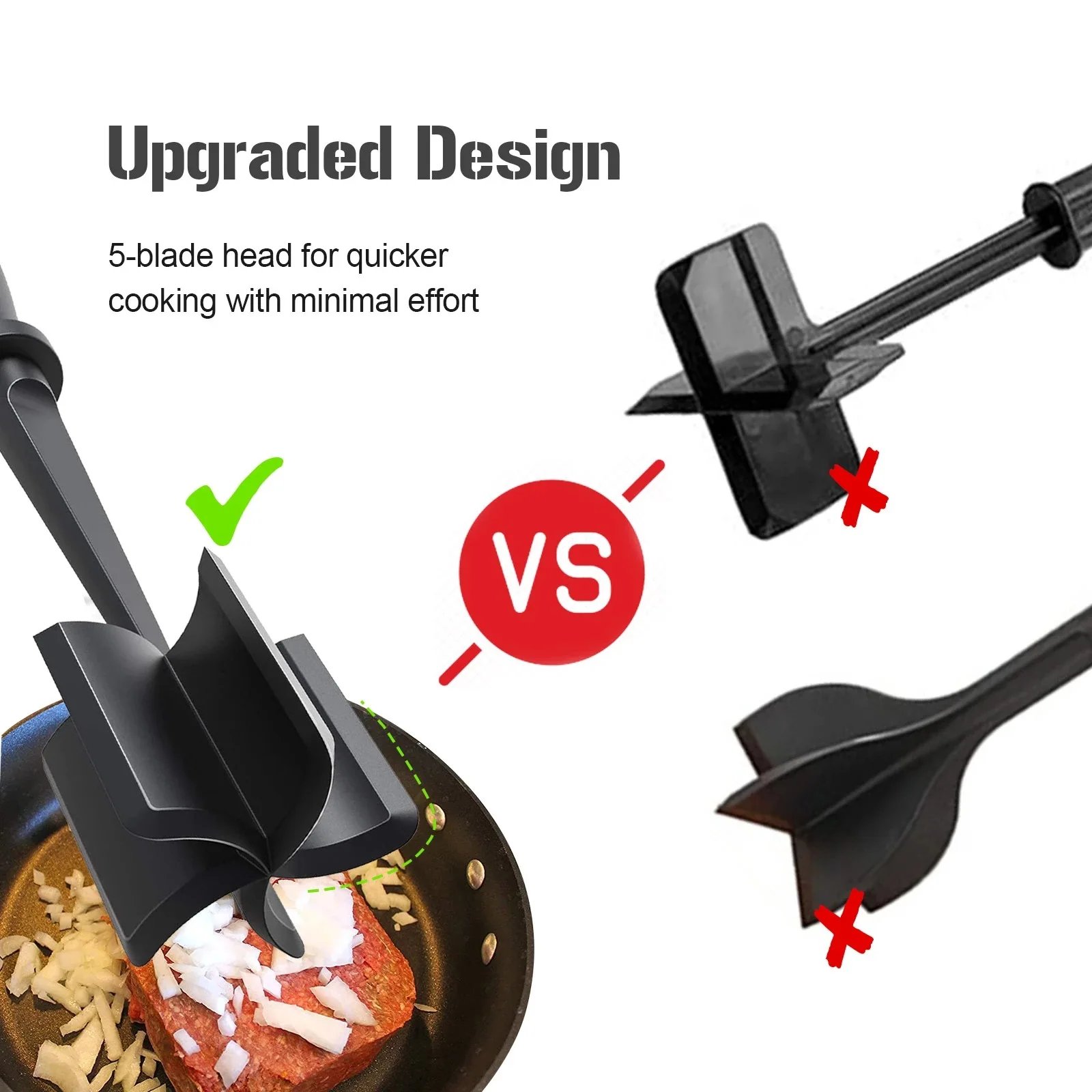 Kitchen Stirrer Multi-Functional Heat-Resistant Hamburger Masher & Chopper Manual Meat Grinding and pounding meat shovel