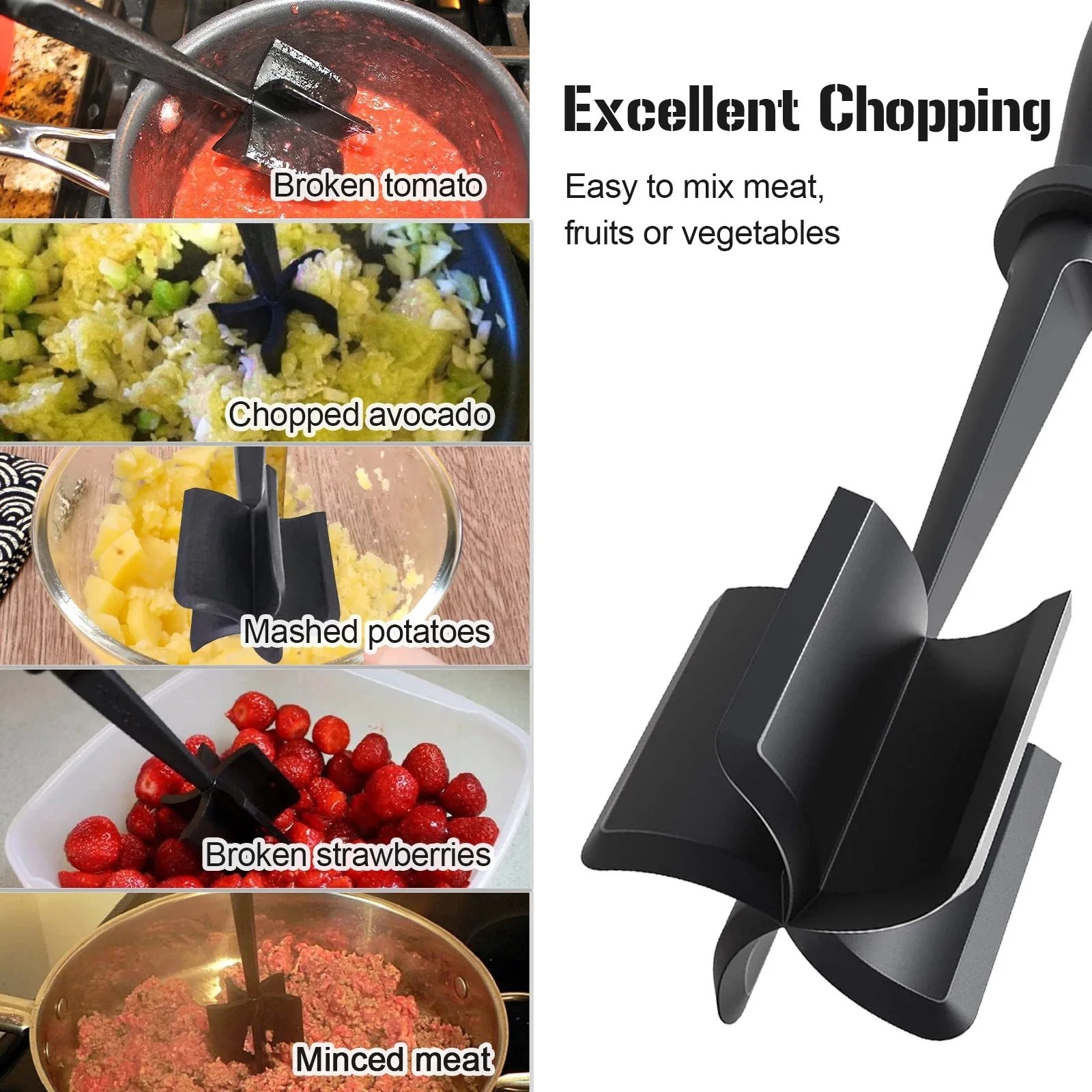Kitchen Stirrer Multi-Functional Heat-Resistant Hamburger Masher & Chopper Manual Meat Grinding and pounding meat shovel