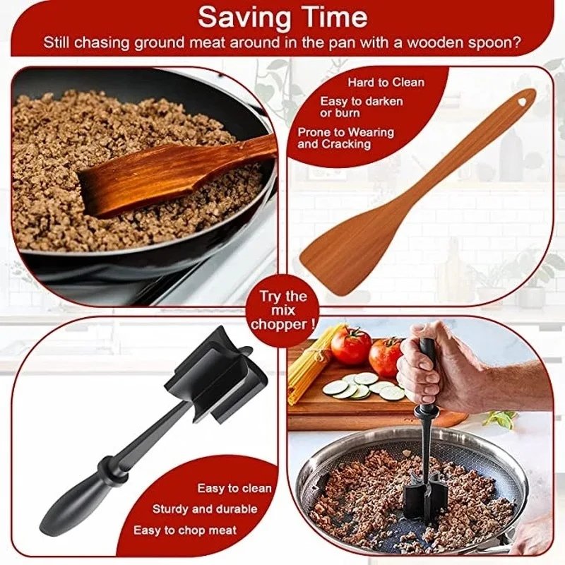 Kitchen Stirrer Multi-Functional Heat-Resistant Hamburger Masher & Chopper Manual Meat Grinding and pounding meat shovel