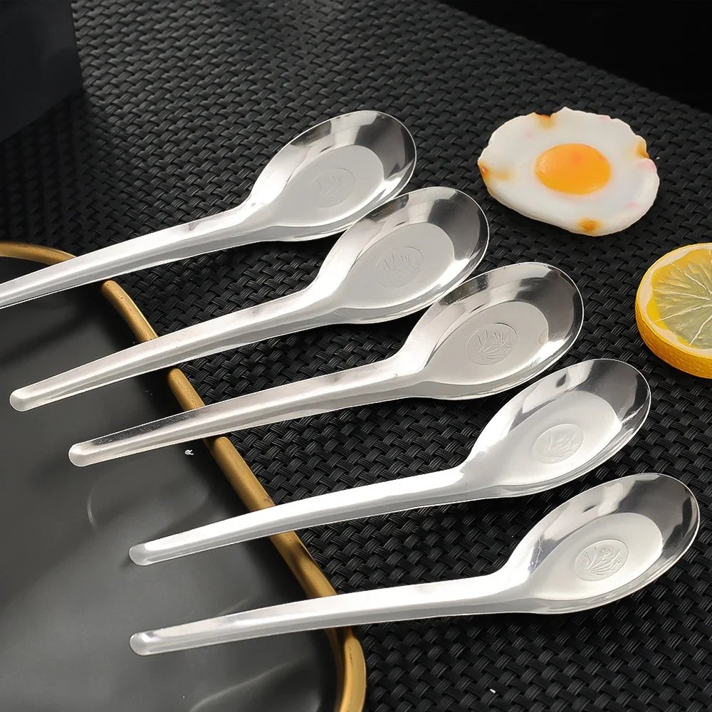 10/1Pcs Stainless Steel Spoon Large Capacity Rice Soup Dinner Spoon Tea Milk Coffee Dessert Scoops Home Kitchen Tableware Sets