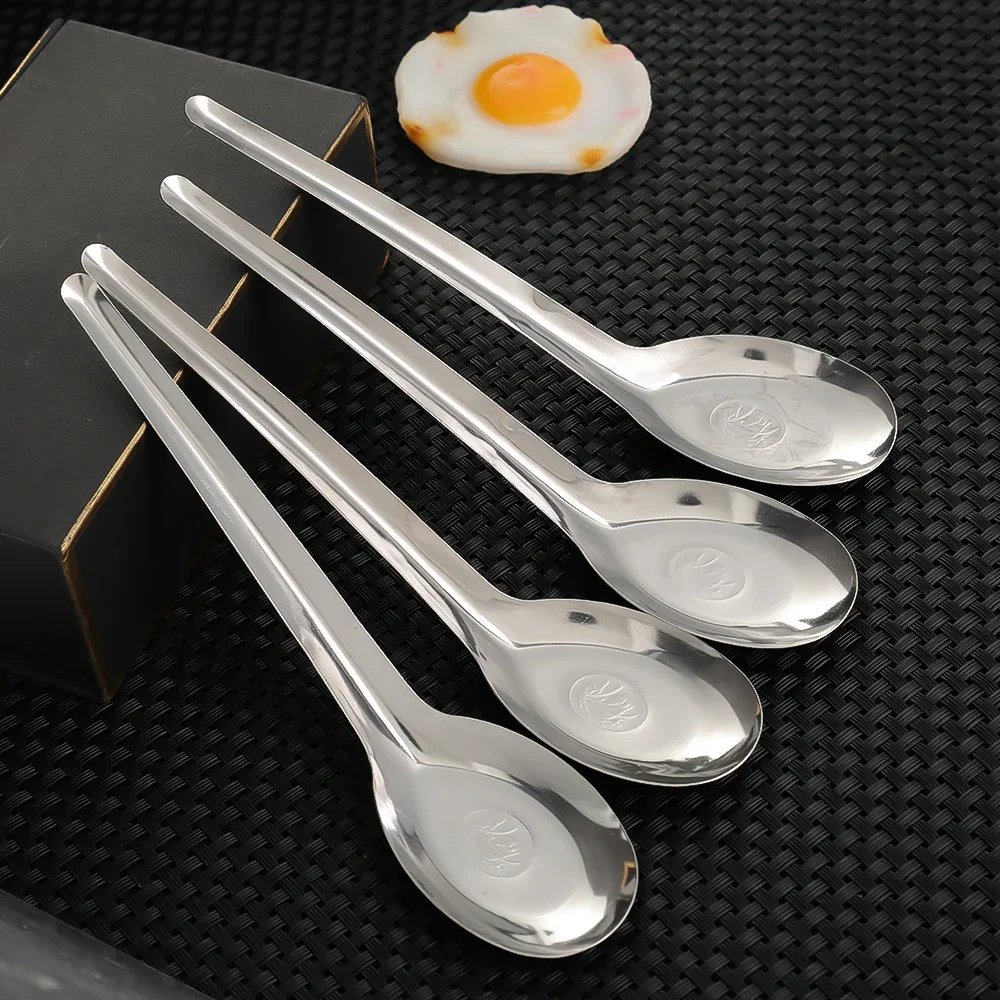 10/1Pcs Stainless Steel Spoon Large Capacity Rice Soup Dinner Spoon Tea Milk Coffee Dessert Scoops Home Kitchen Tableware Sets