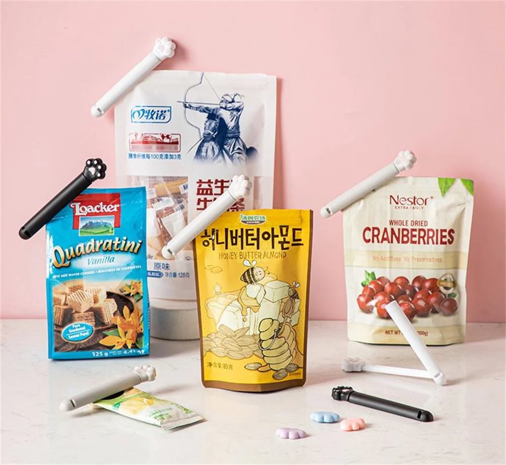 Food Seal Clip Cute Cat Claw Kitchen Sealing Clip Kitchen Accessories Sealing Clamp Reusable 6 Pack Food Preservation Kawaii