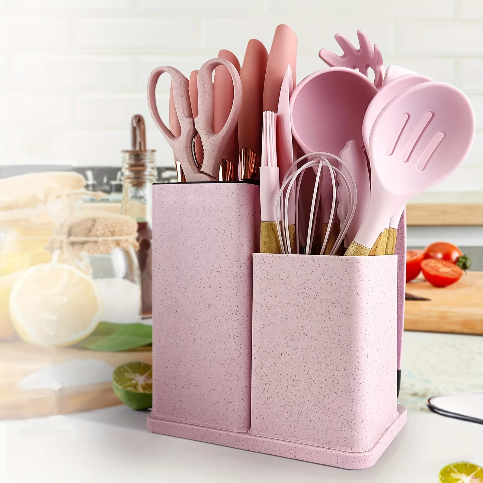 19 Advanced Silicone Kitchenware Sets Equipped with Wooden Handles and Knives-heat-resistant,convenient Cooking Kitchen Gadgets. 19 Advanced Silicone Kitchenware Sets Equipped with Wooden Handles and Knives-heat-resistant,convenient Cooking Kitchen Gadgets.