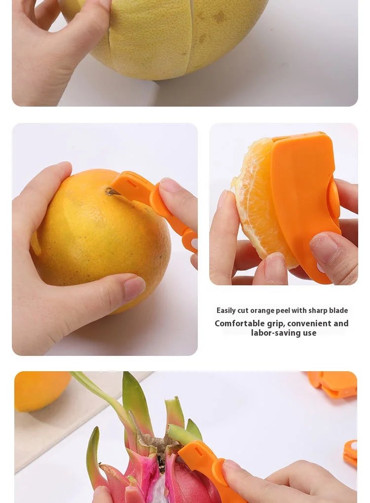 1/2pc Orange/lemon/grapefruit Plastic Plastic Peeler, Creative Cutter With Folding Handle, Kitchen Fruit And Vegetable Gadget