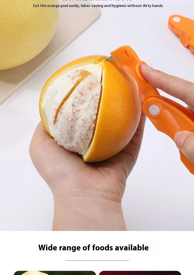 1/2pc Orange/lemon/grapefruit Plastic Plastic Peeler, Creative Cutter With Folding Handle, Kitchen Fruit And Vegetable Gadget