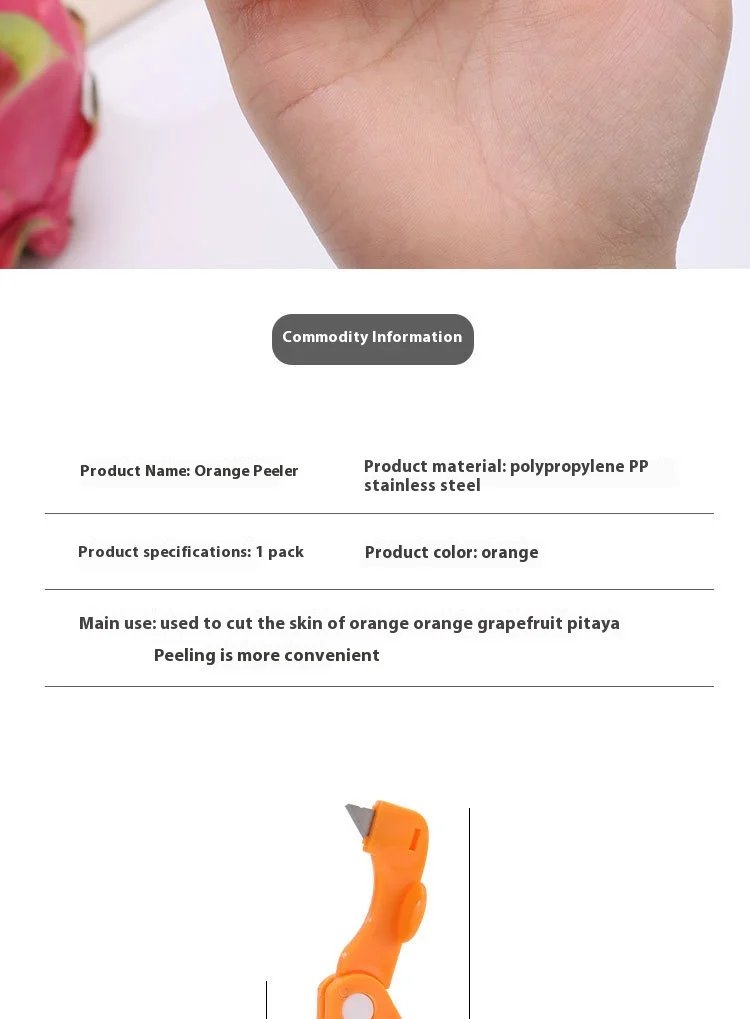 1/2pc Orange/lemon/grapefruit Plastic Plastic Peeler, Creative Cutter With Folding Handle, Kitchen Fruit And Vegetable Gadget