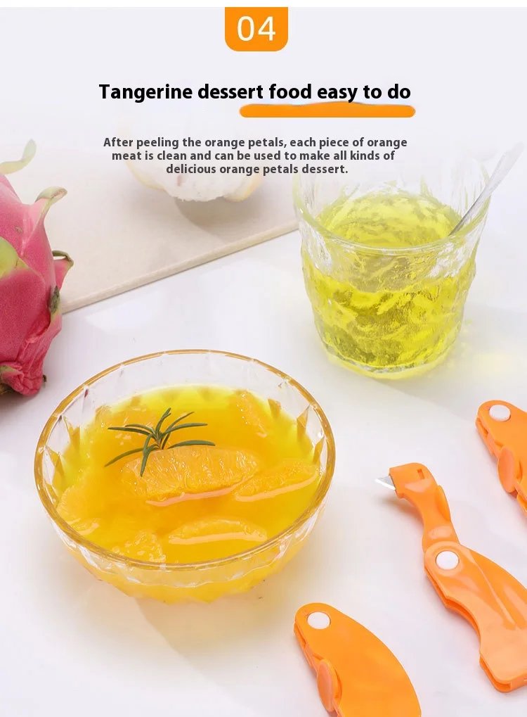 1/2pc Orange/lemon/grapefruit Plastic Plastic Peeler, Creative Cutter With Folding Handle, Kitchen Fruit And Vegetable Gadget