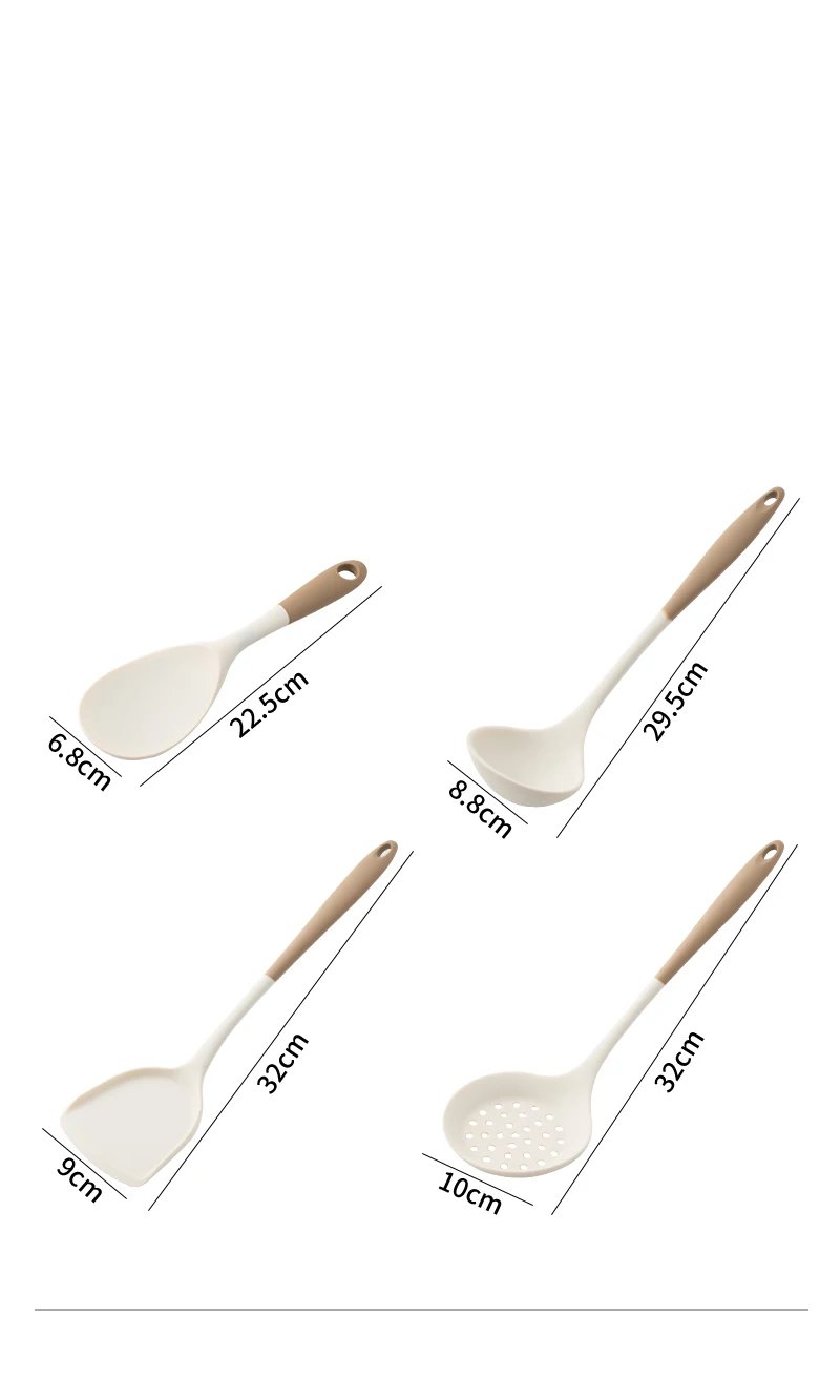 4-Piece Silicone Kitchen Utensil Set with Non-Stick Pans Silicone Spatula Soup Ladle Slotted Spoon Cooking Tools for Kitchen