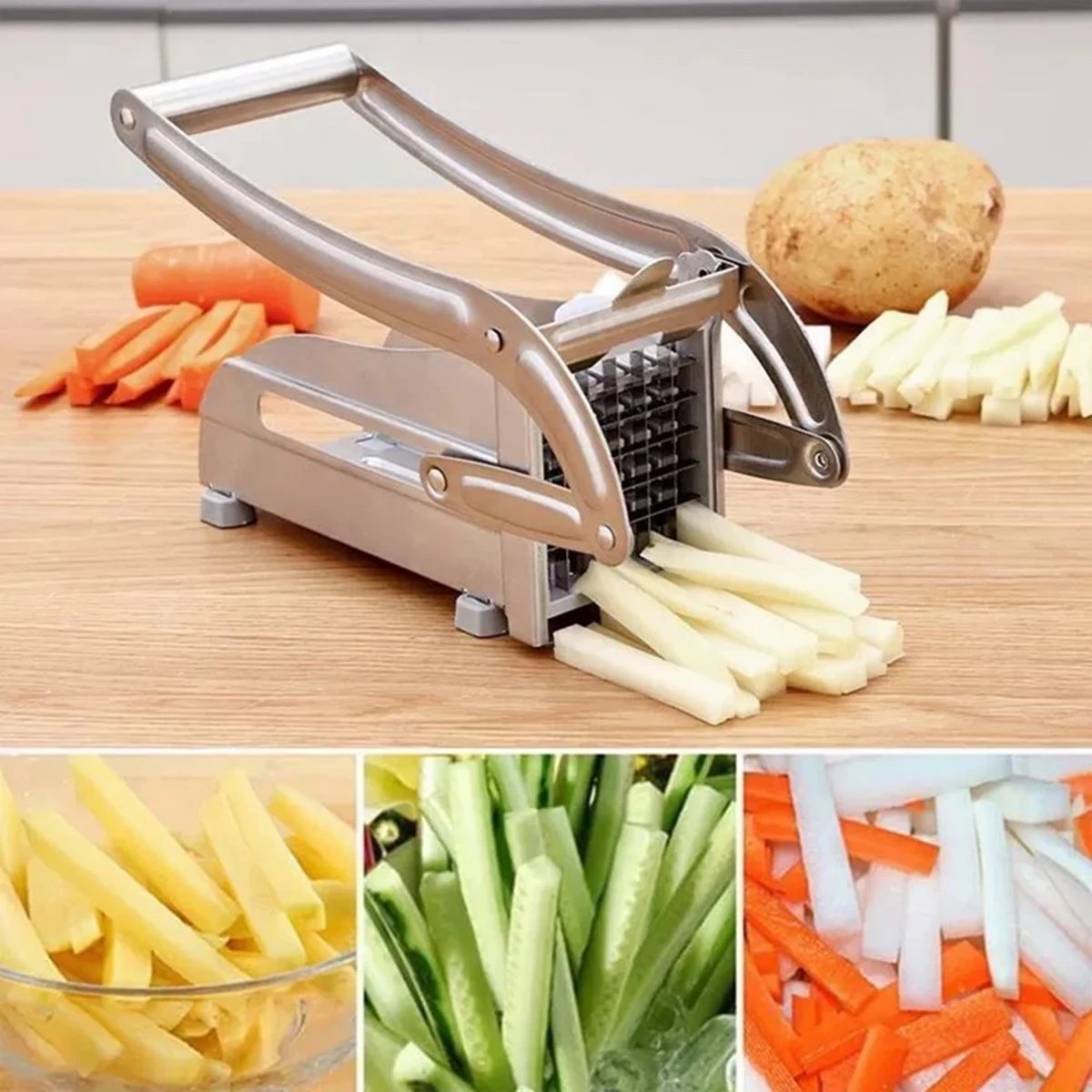 French fries cutter stainless steel blade multifunctional vegetable fruit chopper kitchen tools fries maker french fries cutter