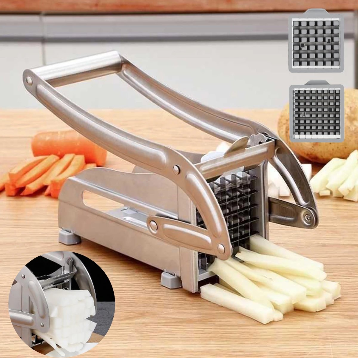 French fries cutter stainless steel blade multifunctional vegetable fruit chopper kitchen tools fries maker french fries cutter