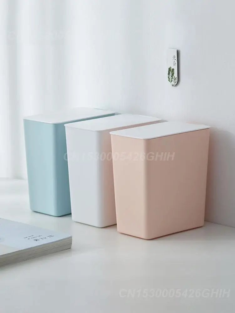 Kitchen Storage Bucket Nordic Style Trash Can Mini Solid Color Desktop Waste Rubbish Holder Bin Storage Organizer Home Storage