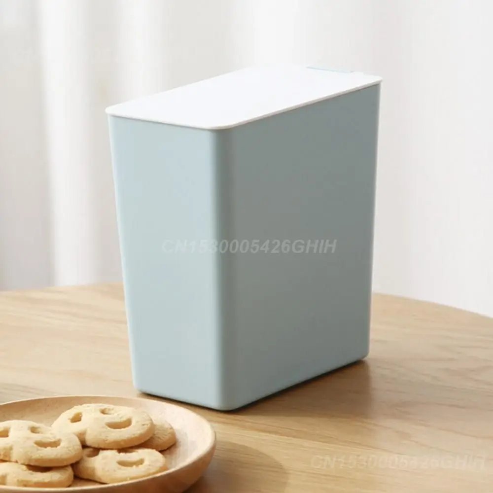 Kitchen Storage Bucket Nordic Style Trash Can Mini Solid Color Desktop Waste Rubbish Holder Bin Storage Organizer Home Storage