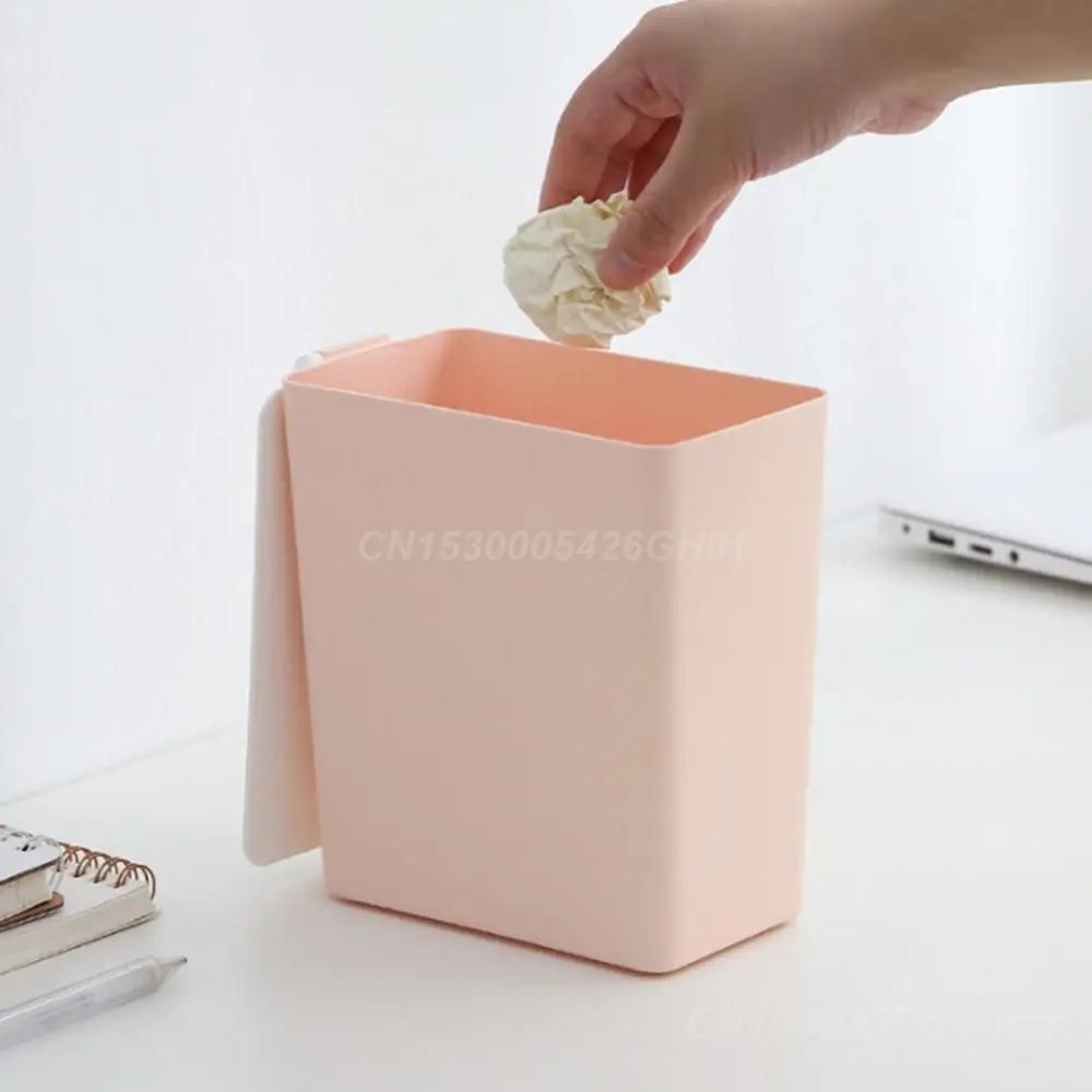 Kitchen Storage Bucket Nordic Style Trash Can Mini Solid Color Desktop Waste Rubbish Holder Bin Storage Organizer Home Storage