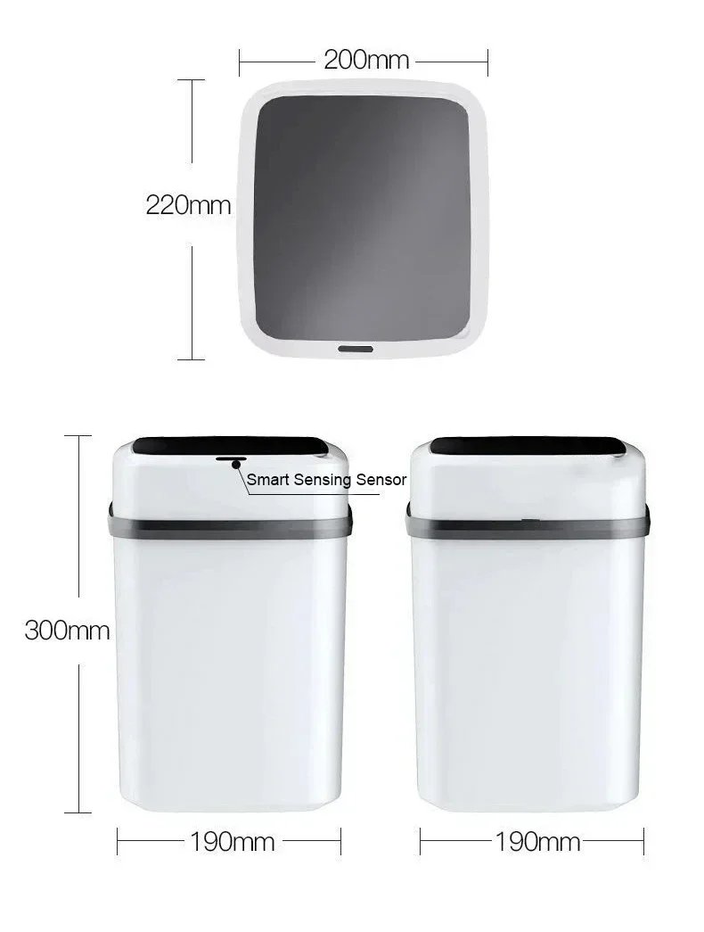 13L Kitchen Trash Bin Smart Trash Can with Lid Automatic Sensor Dustbin Waterproof Electric Waste Bin for Kitchen Bathroom