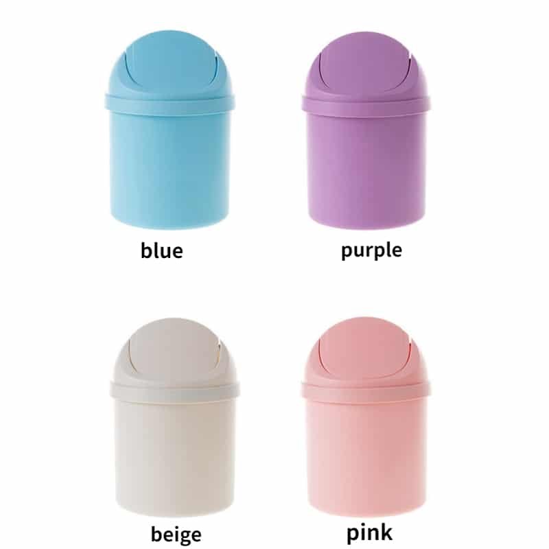 Mini Waste Bin Trash Cans Desktop Garbage Basket Table Roll Swing Lid Small Scissors Pencil Household Office Storage Accessories