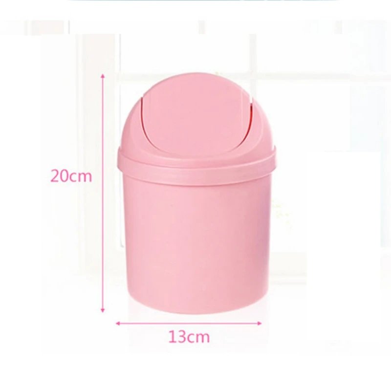 Mini Waste Bin Trash Cans Desktop Garbage Basket Table Roll Swing Lid Small Scissors Pencil Household Office Storage Accessories