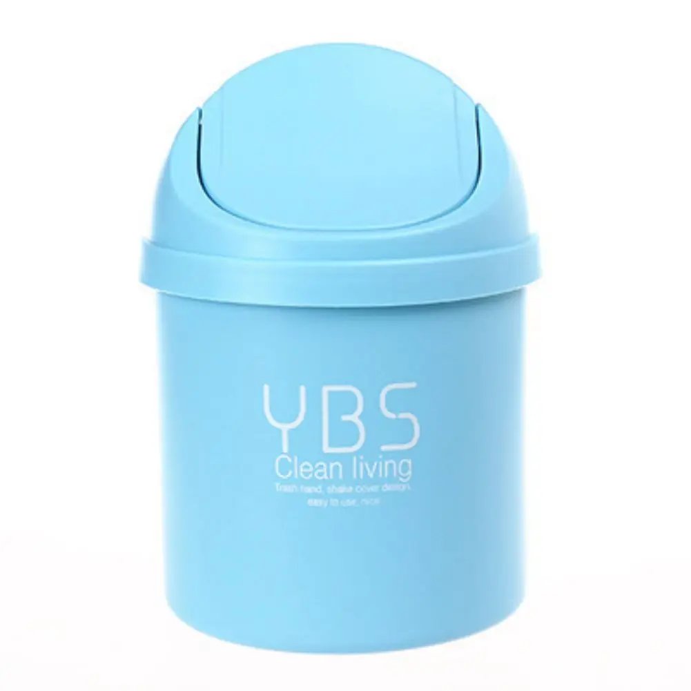 Mini Waste Bin Trash Cans Desktop Garbage Basket Table Roll Swing Lid Small Scissors Pencil Household Office Storage Accessories