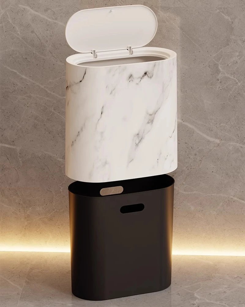 Sandwich Trash Can Lightweight Bathroom Toilet With Lid Trash Bin Multi-Purpose Hotel Kitchen Living Room Separate Trash Bin Sandwich Trash Can Lightweight Bathroom Toilet With Lid Trash Bin Multi-Purpose Hotel Kitchen Living Room Separate Trash Bin
