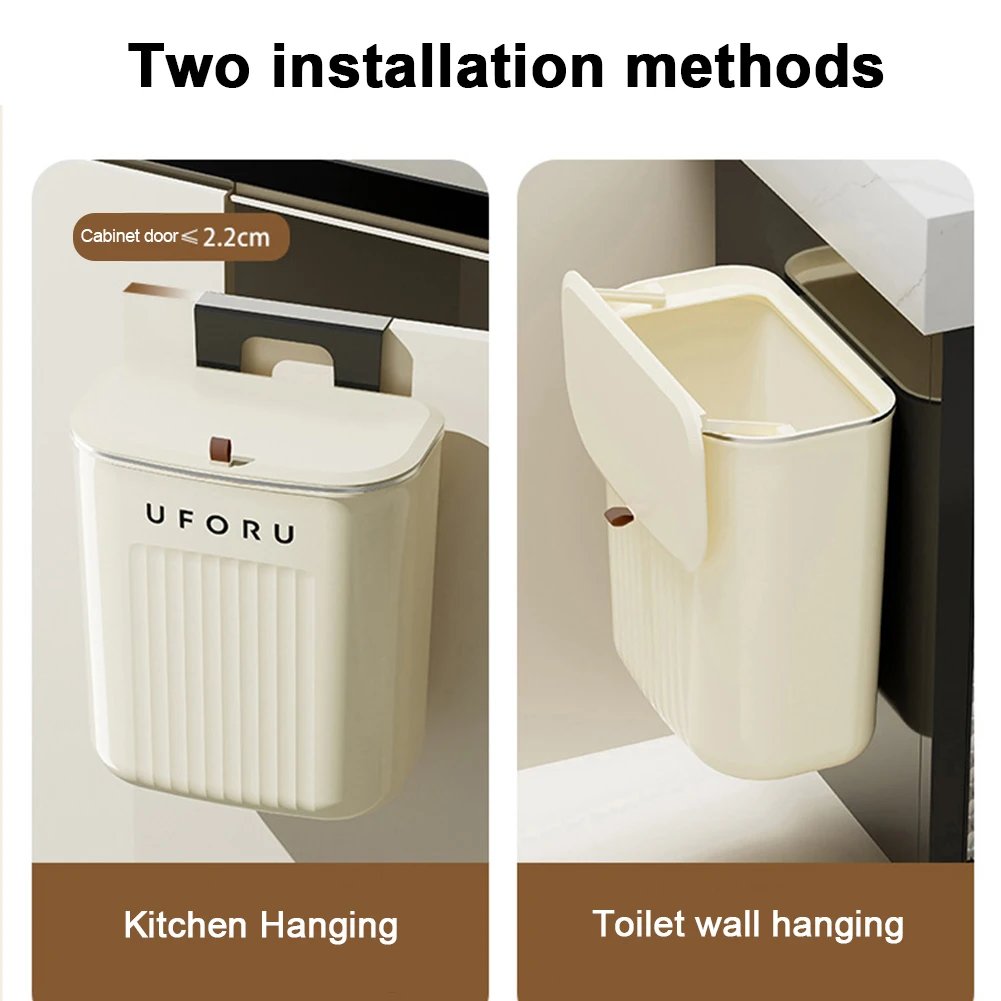 Kitchen Compost Bin Hanging Trash Can Wall Mounted Trash Can With Lid Hanging Small Trash Bins for Cabinet RV Bedroom Camping