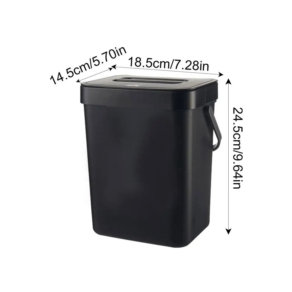 3L Hanging Trash Can With Lid Large Capacity Kitchen Recycling Garbage Basket Cabinet Door Bathroom Wall Mounted Trash