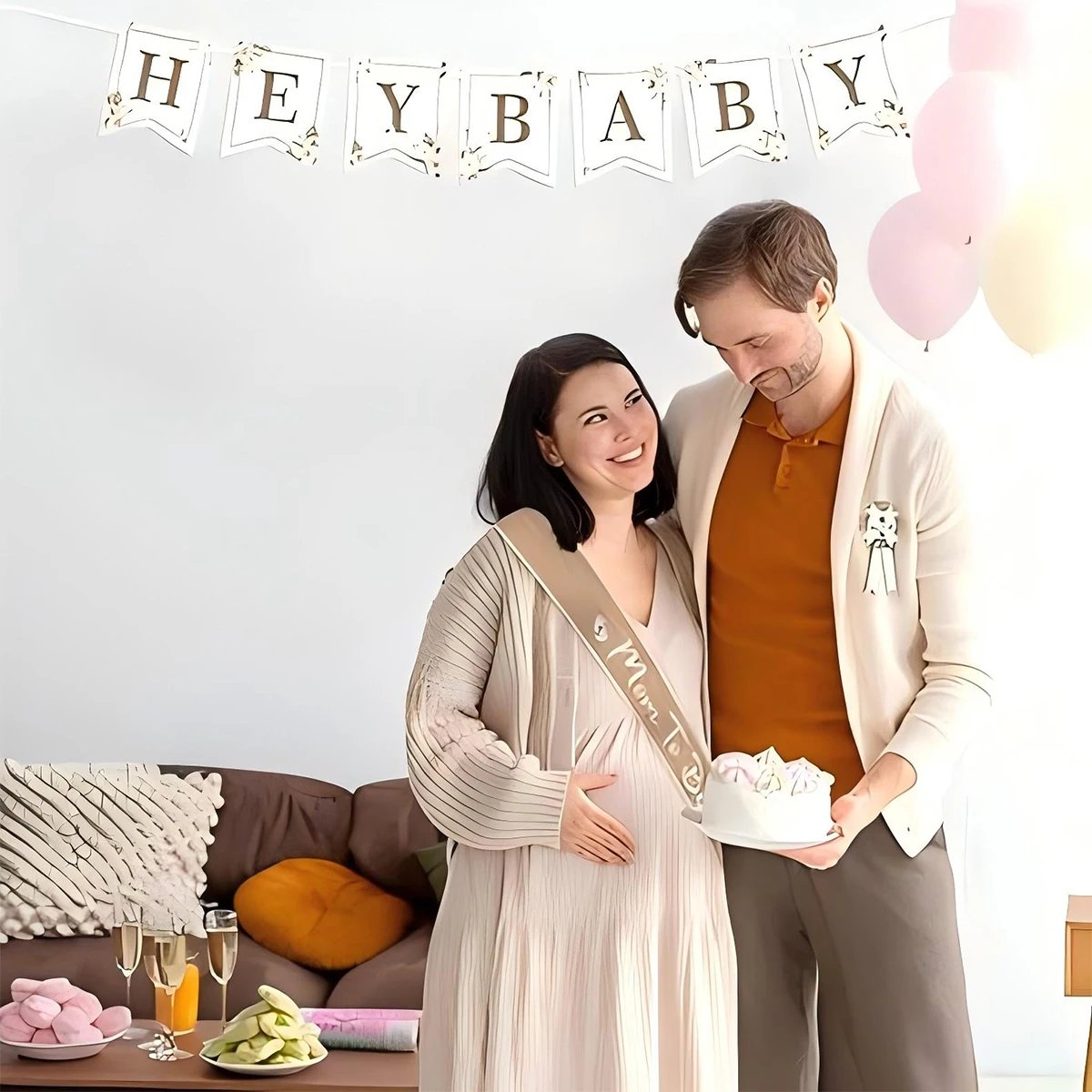 Welcome baby party, tin chest flower shoulder strap, silk strap, satin strap set, mom/dad to be, linen shoulder strap set