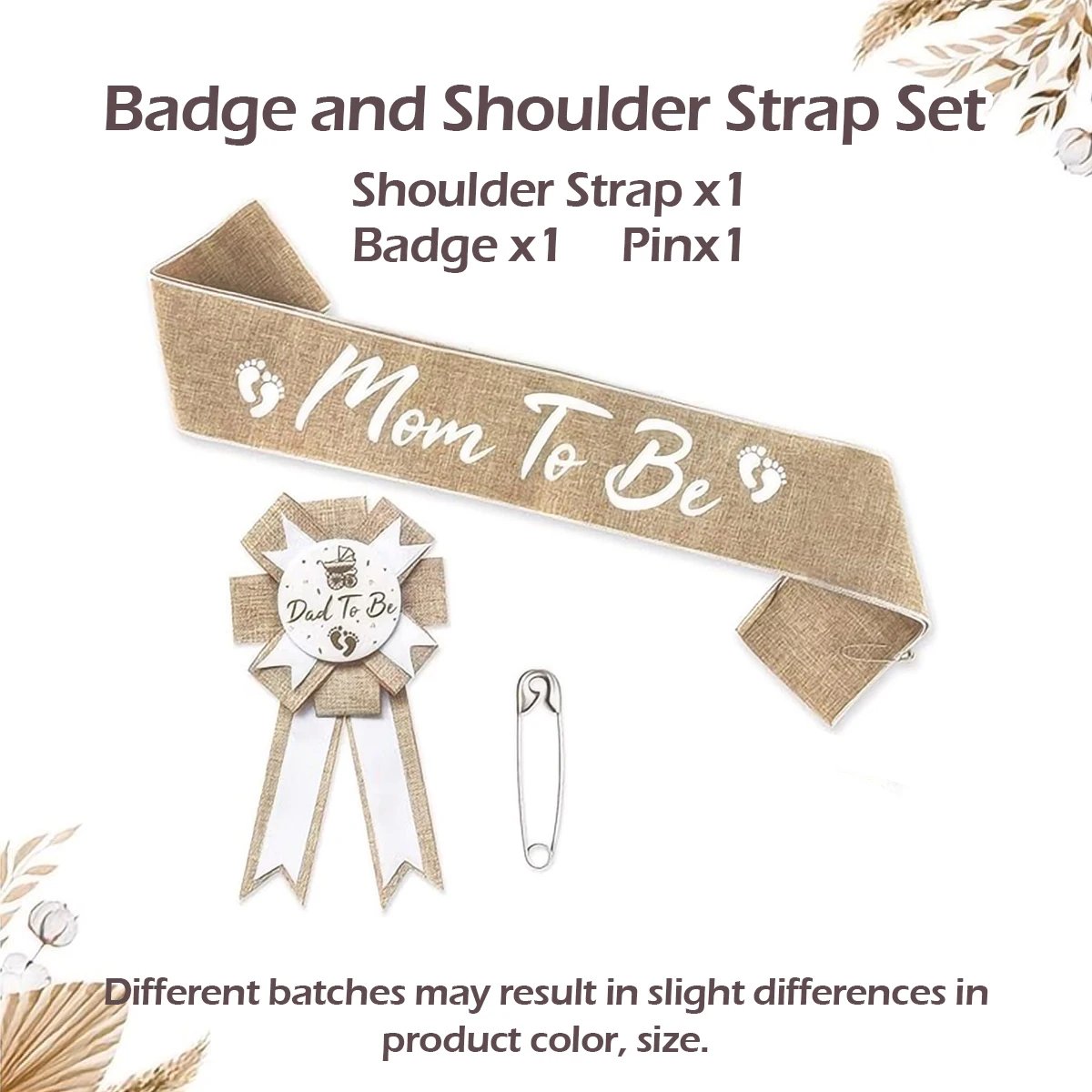 Welcome baby party, tin chest flower shoulder strap, silk strap, satin strap set, mom/dad to be, linen shoulder strap set