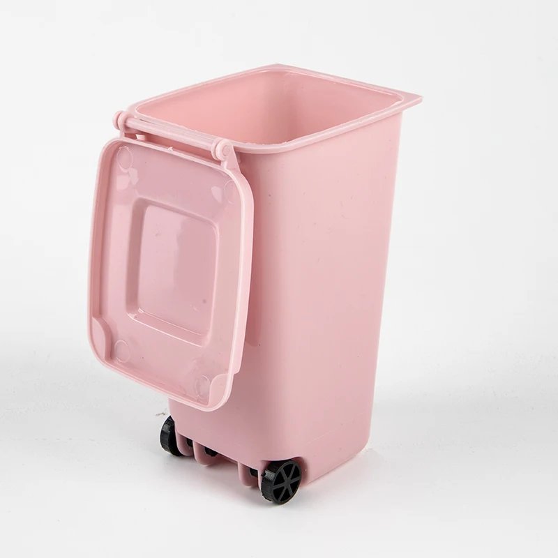 Mini Desktop Trash Can Plastic Waste Bins With Lid Household Clean Trash Desk