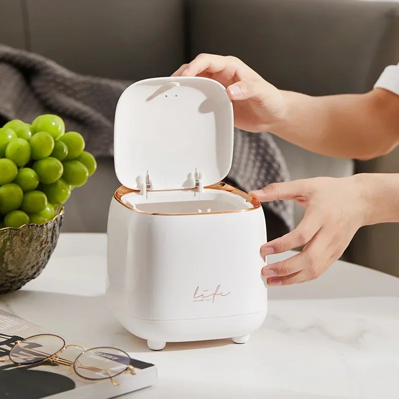 New Light Luxury Pressing Desktop Trash Can Double-layer Coffee Table Bomb Cover Small Storage Bucket New Light Luxury Pressing Desktop Trash Can Double-layer Coffee Table Bomb Cover Small Storage Bucket