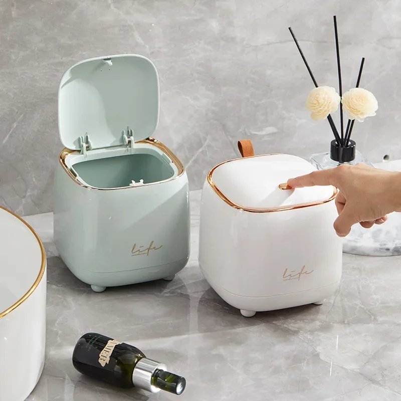 New Light Luxury Pressing Desktop Trash Can Double-layer Coffee Table Bomb Cover Small Storage Bucket New Light Luxury Pressing Desktop Trash Can Double-layer Coffee Table Bomb Cover Small Storage Bucket