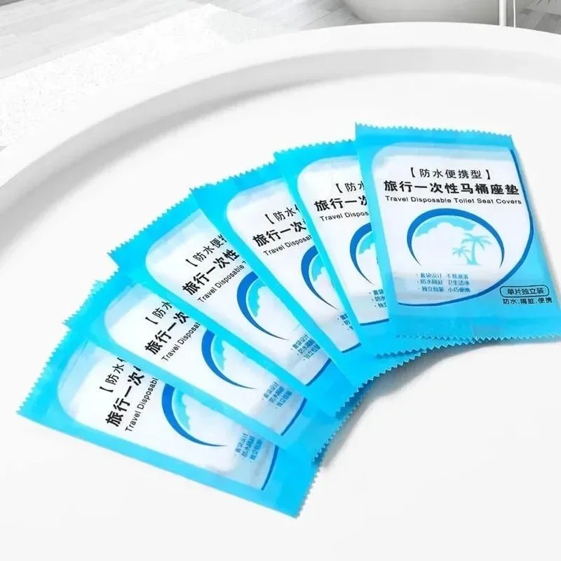 100/5PCS Disposable Toilet Seat Cover Portable Travel Safety Toilet Seat Pads Bathroom Waterproof Cushion Individually Wrapped