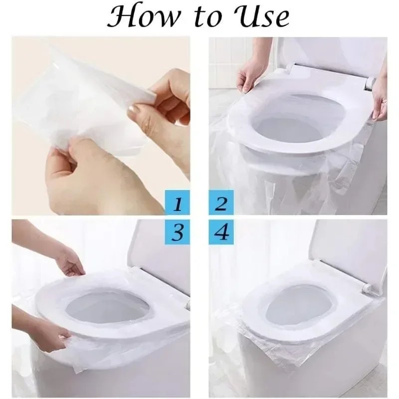 100/5PCS Disposable Toilet Seat Cover Portable Travel Safety Toilet Seat Pads Bathroom Waterproof Cushion Individually Wrapped