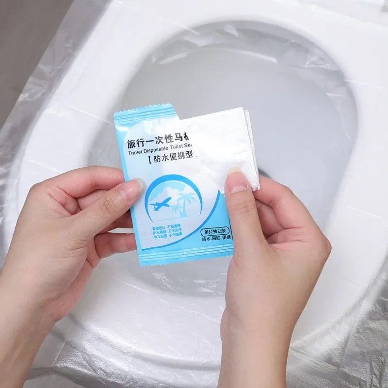 100/5PCS Disposable Toilet Seat Cover Portable Travel Safety Toilet Seat Pads Bathroom Waterproof Cushion Individually Wrapped