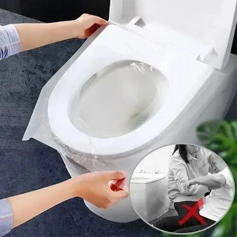 100/5PCS Disposable Toilet Seat Cover Portable Travel Safety Toilet Seat Pads Bathroom Waterproof Cushion Individually Wrapped