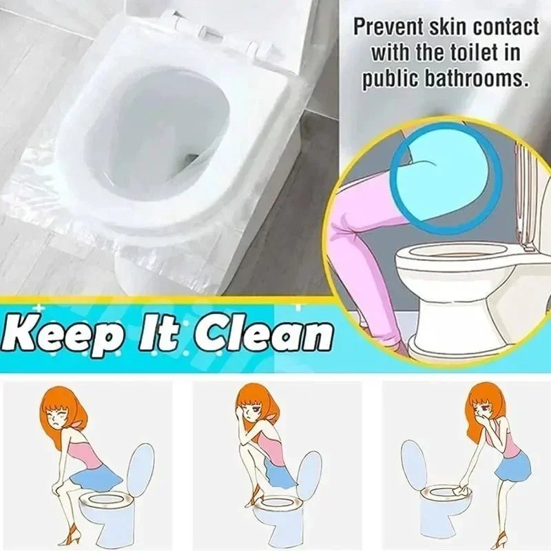 100/5PCS Disposable Toilet Seat Cover Portable Travel Safety Toilet Seat Pads Bathroom Waterproof Cushion Individually Wrapped