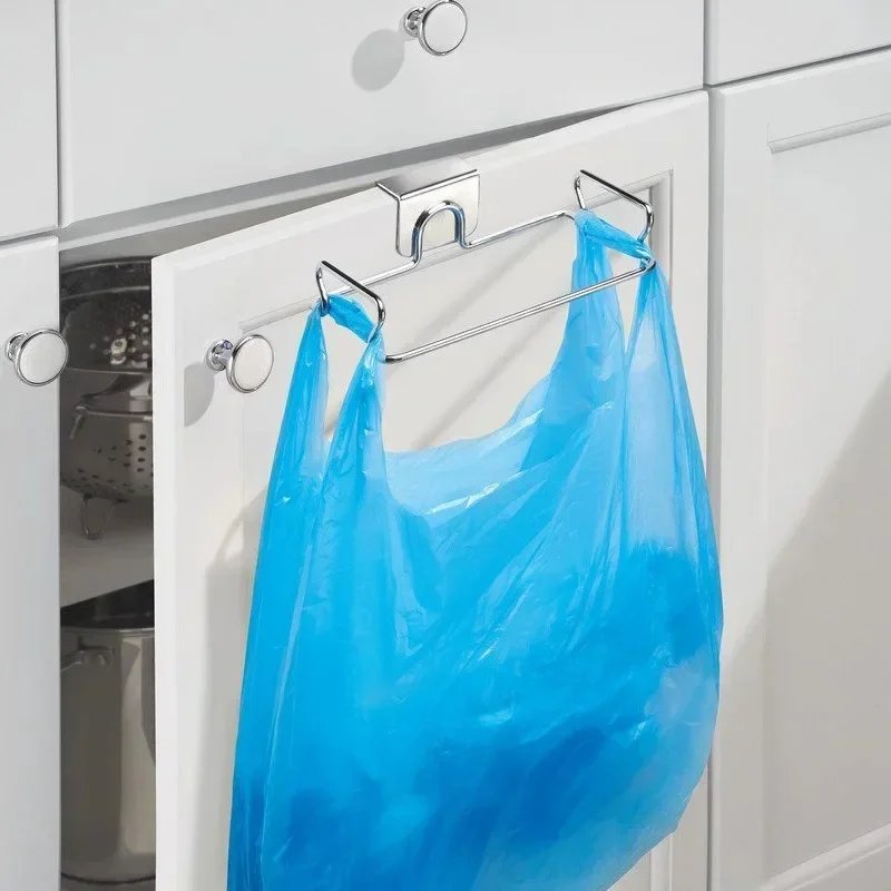 Kitchen Trash Rack Cabinet Door Bags Stainless Steel Closet Garbage Storage Holder
