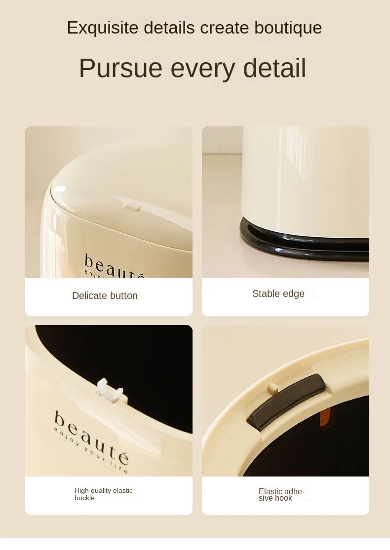 1PCS Mini Cute New Light Luxury Pressing Desktop Trash Can Double-layer Coffee Table Bomb Cover Small Storage Bucket Dustbin