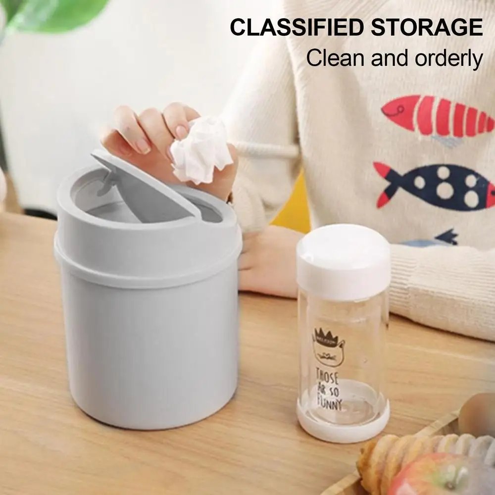 Desktop Small Trash Can Convenient Garbage Bin Household Press Covered Household Small Garbage Bin Paper Basket Table Trash Bin