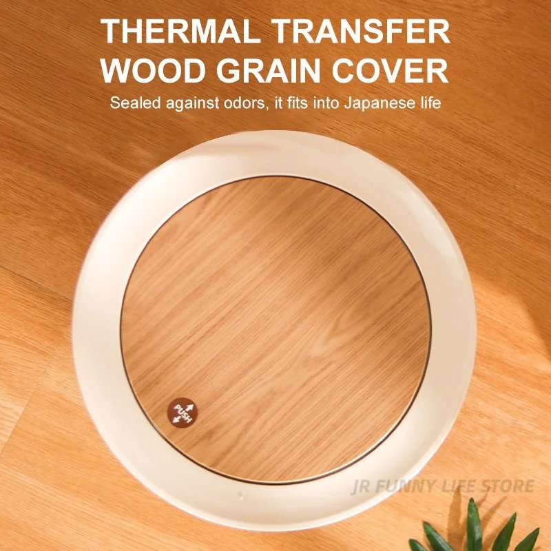 Wooden High Foot Trash Can For Bathroom Creative Kitchen wastebin with Press Cover Living Room Toilet Garbage container