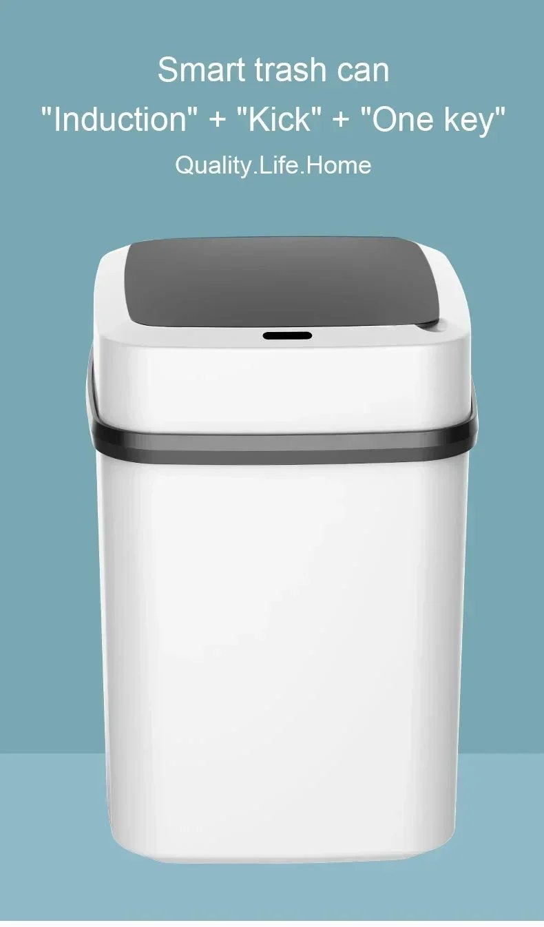 Kitchen Trash Bin 13L Bathroom Touch Trash Can In The Toilet Smart Garbage Bucket Waste Bins Dustbin Smart Trash Can Kitchen