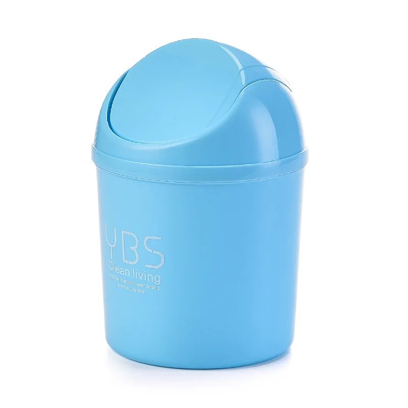 Mini Desktop Bin Small Trash Can Tube with Cover Bedroom Trash Garbage Can Clean Workspace Kitchen Storage Box Home Desk Dustbin